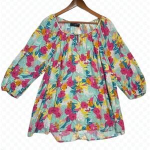 Lane Bryant Floral Print Lightweight Tunic Top Blouse Women's Plus -‎ Size 14/16